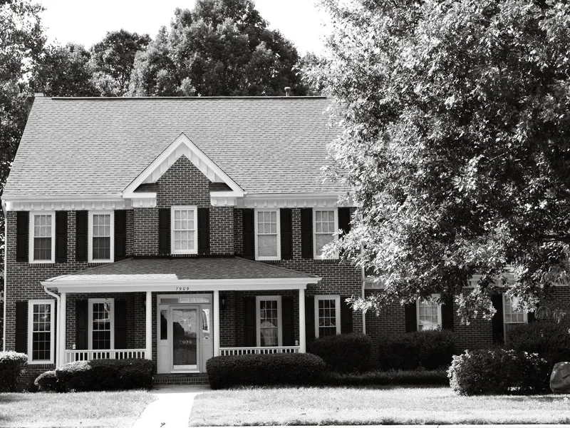 Colonial brick home exterior